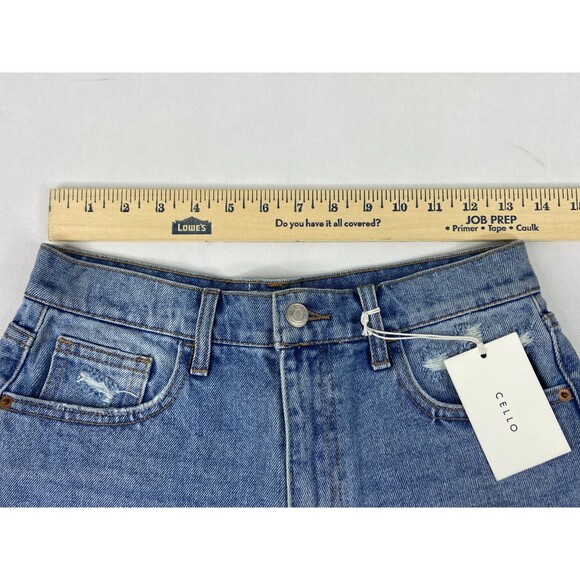 Cello Women Small Denim Shorts Blue High Rise Cutoff Frayed NWT - Picture 7 of 8